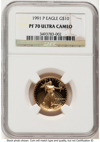 1991-P Proof Gold Eagle 1/4 oz Brown Label 70 NGC
