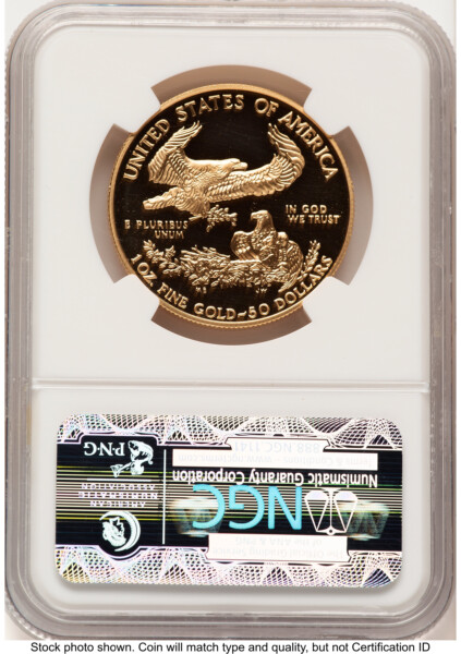 1999-W Proof Gold Eagle 1 oz Brown Label 70 NGC