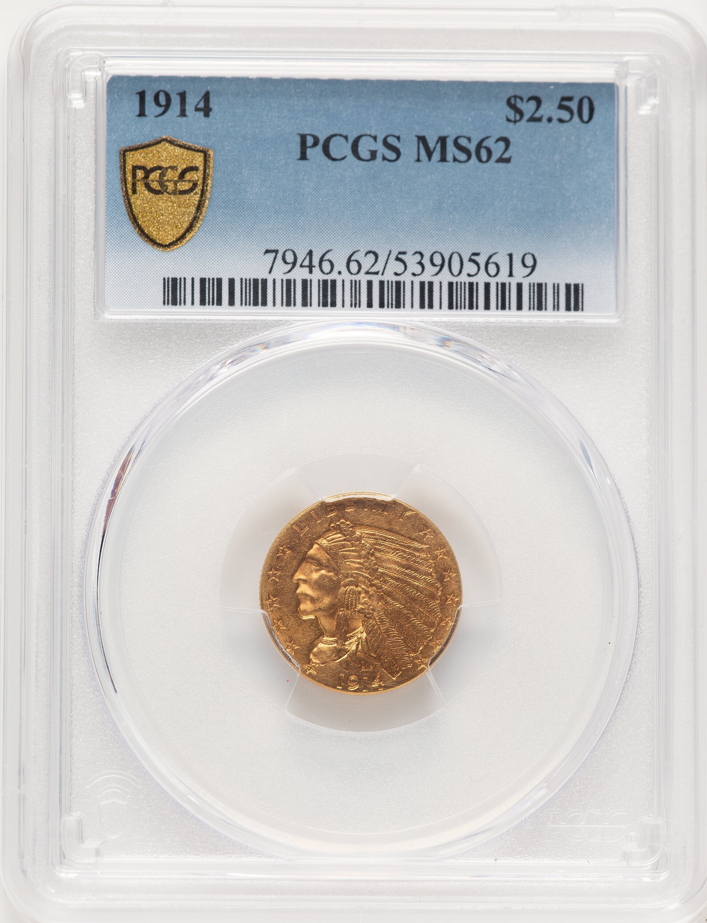 1914 $2 1/2 PCGS Secure 62 PCGS