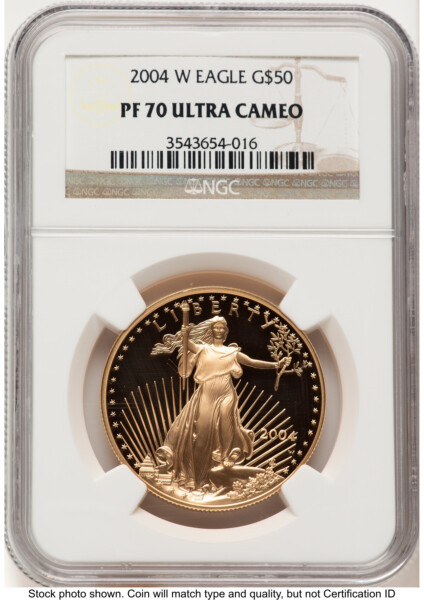 2004-W Proof Gold Eagle 1 oz Brown Label 70 NGC