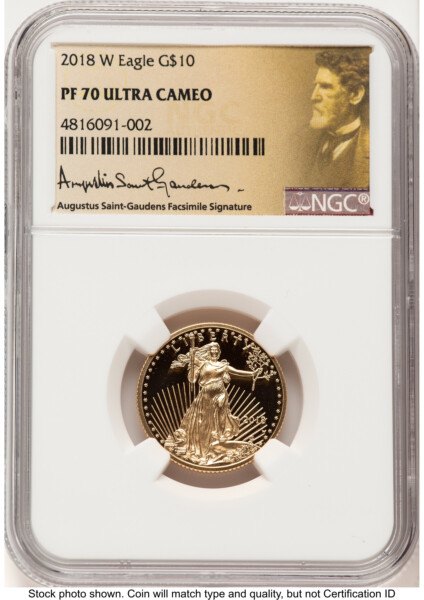 2018-W Proof Gold Eagle 1/4 oz Saint Gaudens Label 70 NGC
