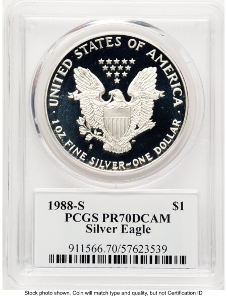 1988-S Proof Silver Eagle 1 oz TD Rogers 70 PCGS