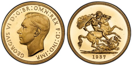 Head left / St. George slaying the dragon. KM 861; SCBC-4074; Friedberg 409. From a mintage of just 5,001. 64 PCGS