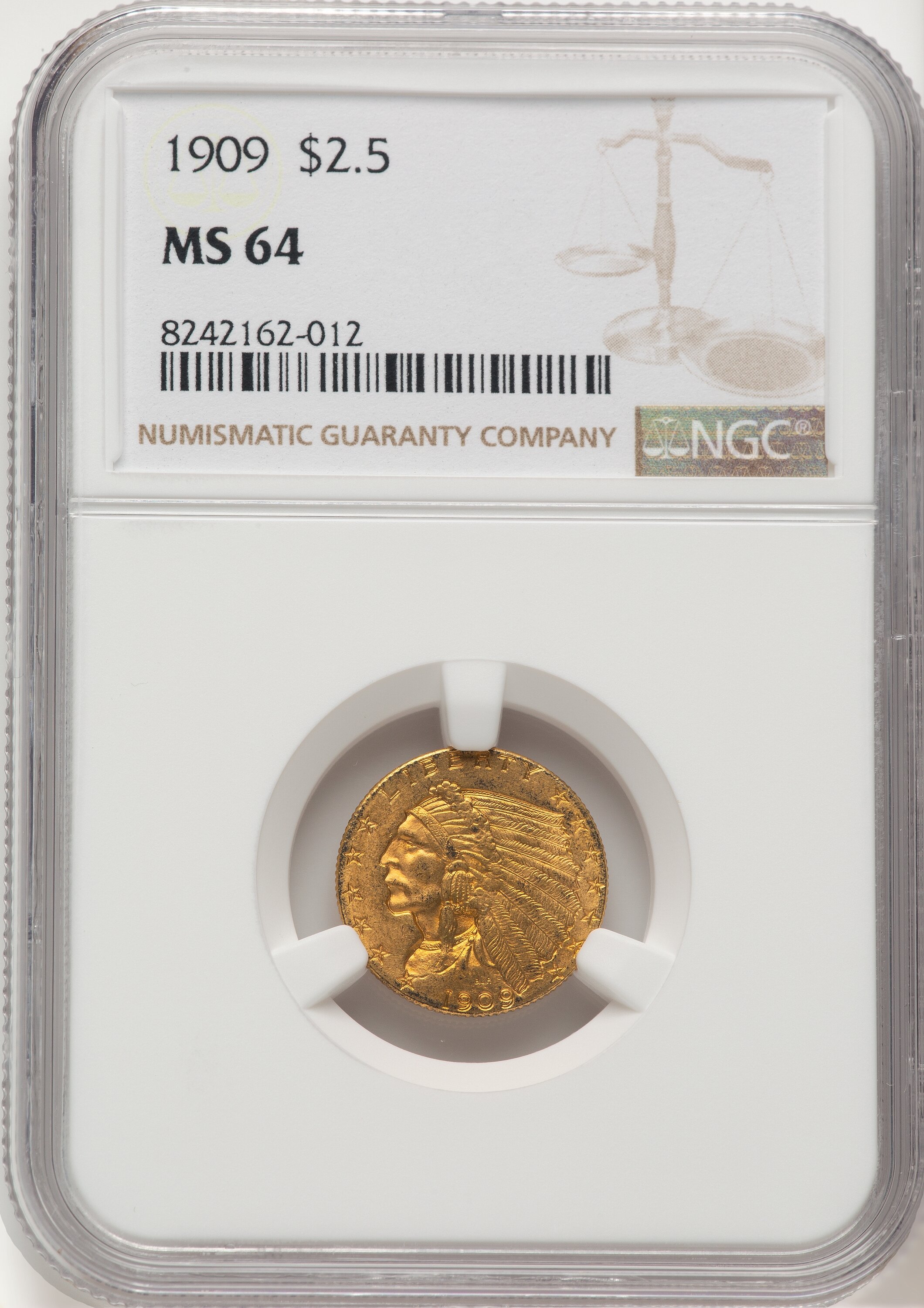 1909 $2 1/2 64 NGC