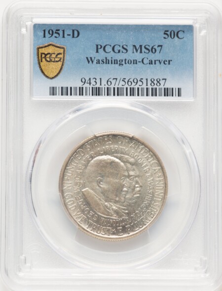 1951-D 50C Washington-Carver, MS PCGS Secure 67 PCGS