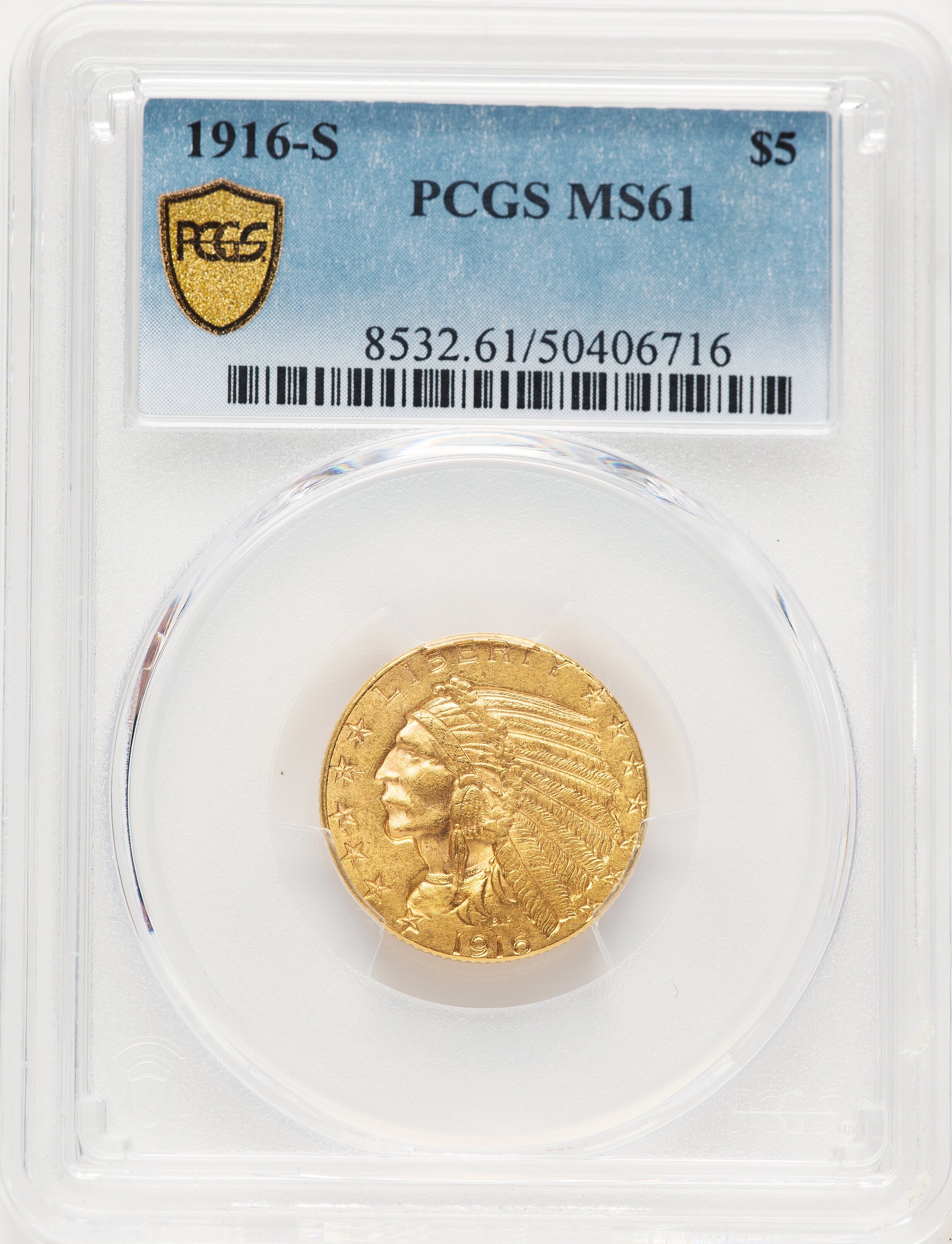 1916-S $5 PCGS Secure 61 PCGS