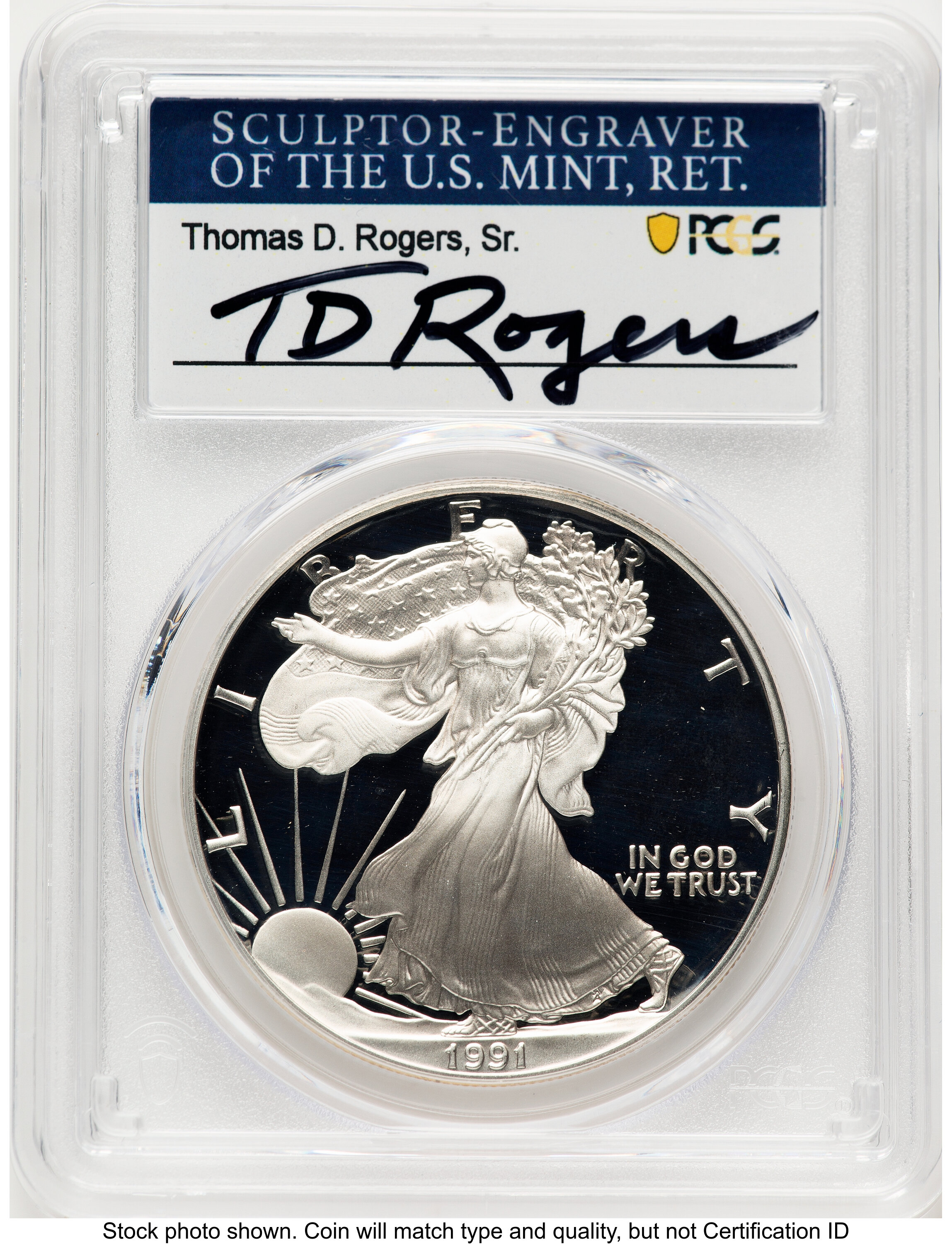 1991-S Proof Silver Eagle 1 oz TD Rogers 70 PCGS