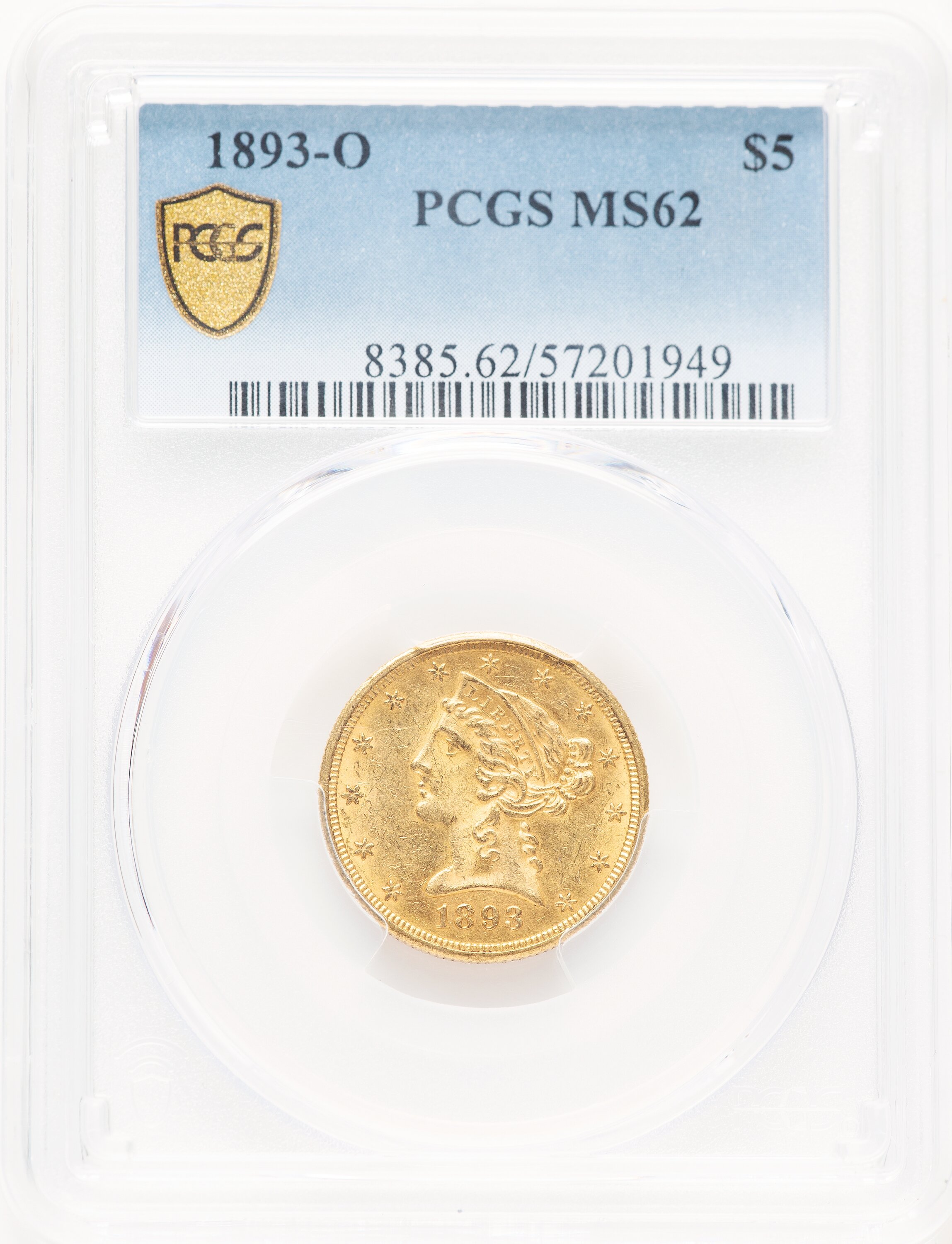 1893-O $5 PCGS Secure 62 PCGS