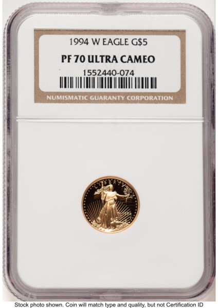 1994-W Proof Gold Eagle 1/10 oz Brown Label 70 NGC