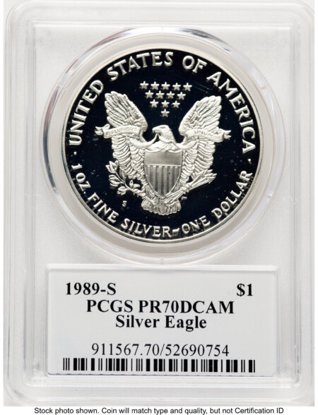1989-S Proof Silver Eagle 1 oz TD Rogers 70 PCGS