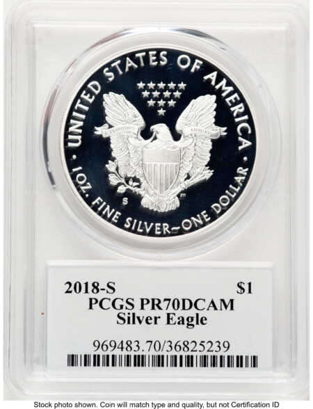 2018-S Proof Silver Eagle 1 oz TD Rogers 70 PCGS