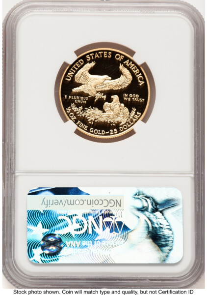 2017-W Proof Gold Eagle 1/2 oz ER Blue 70 NGC