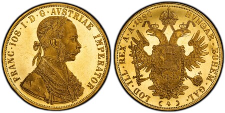 Laureate, armored bust right / Crowned imperial double eagle. KM 2276; Fr.-487. 62 PCGS