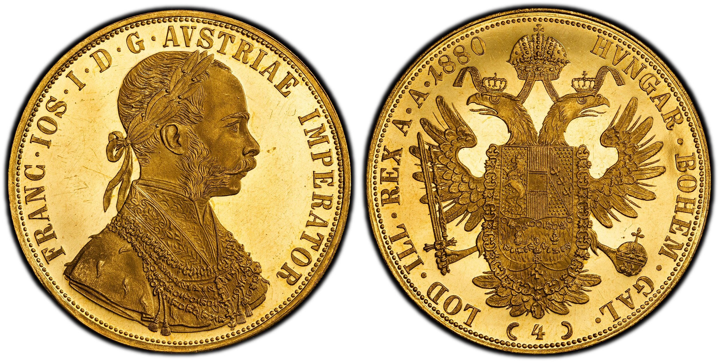 Laureate, armored bust right / Crowned imperial double eagle. KM 2276; Fr.-487. 62 PCGS