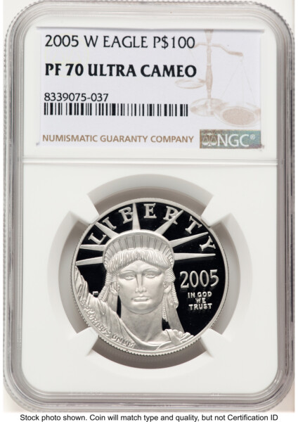 2005-W Proof Platinum Eagle 1 oz Brown Label 70 NGC
