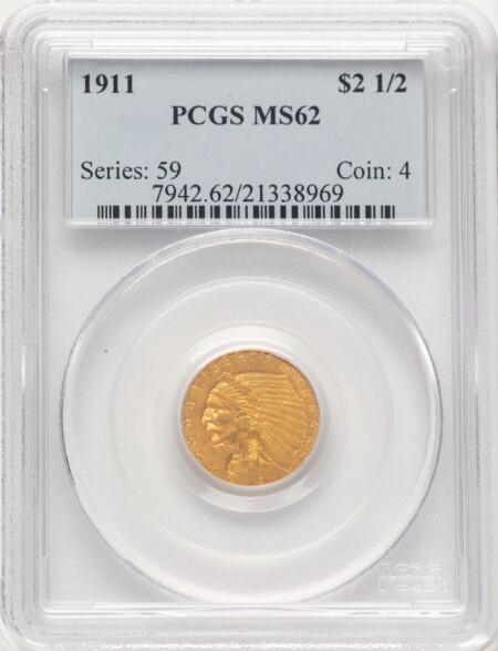 1911 $2 1/2 62 PCGS