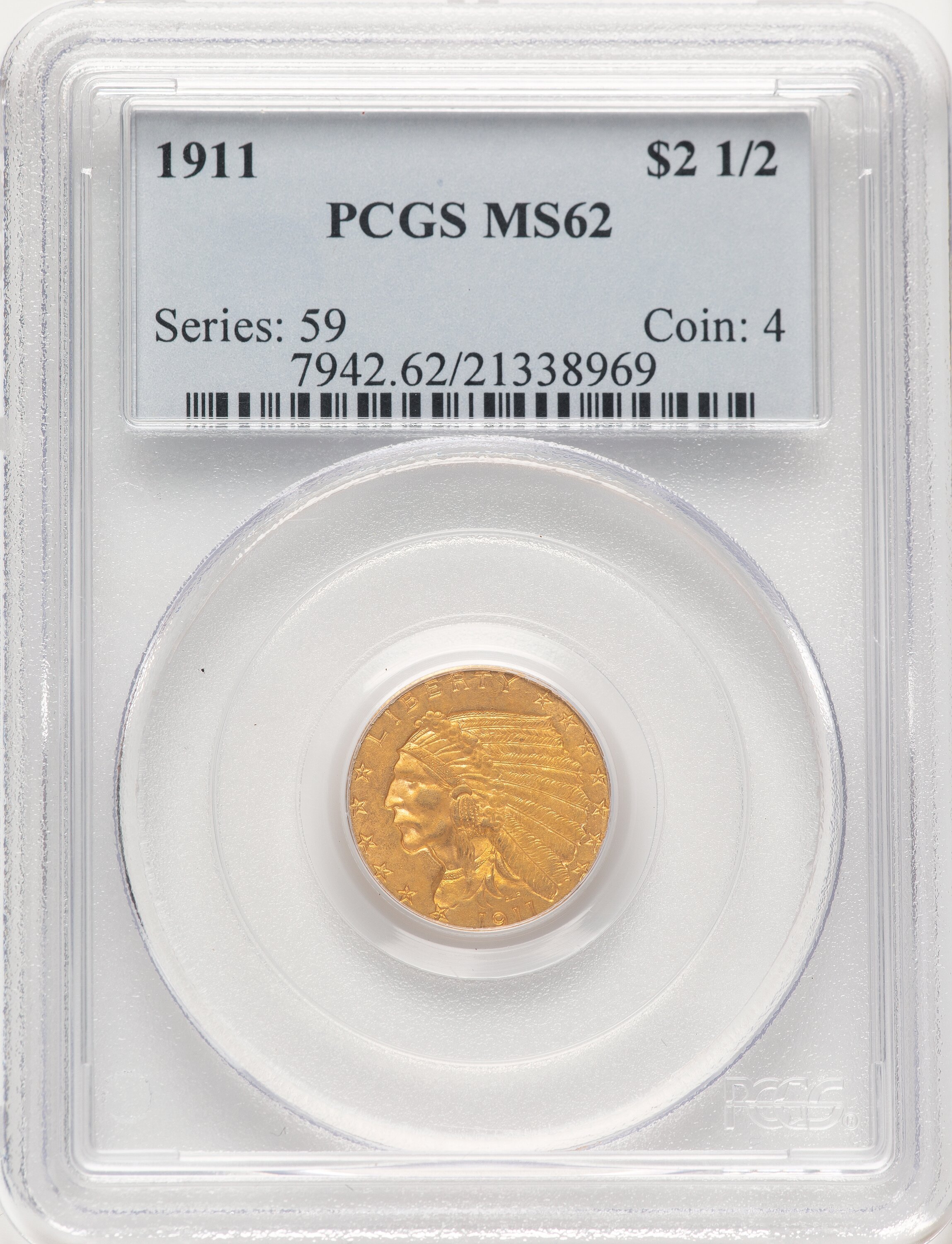 1911 $2 1/2 62 PCGS