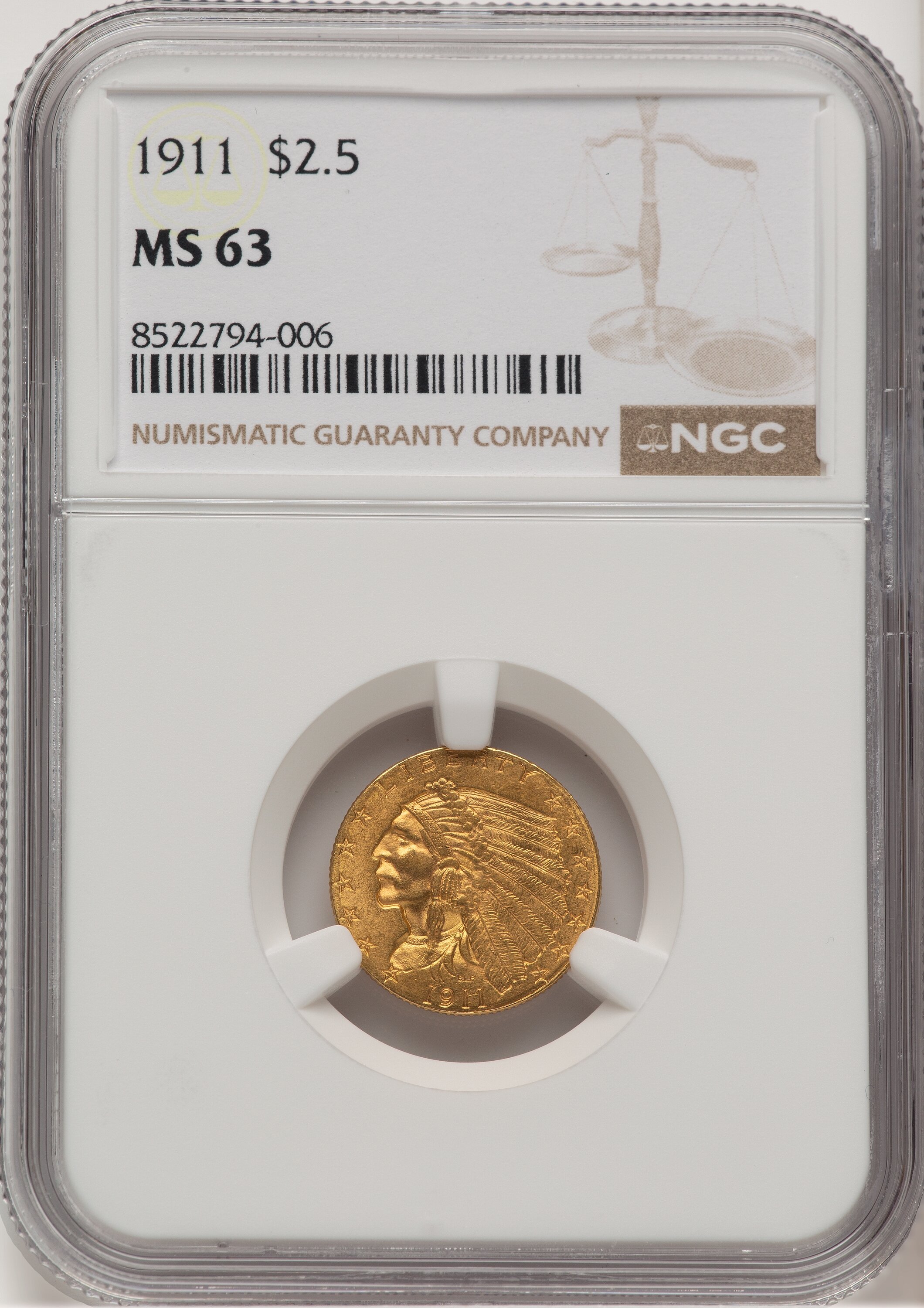 1911 $2 1/2 63 NGC