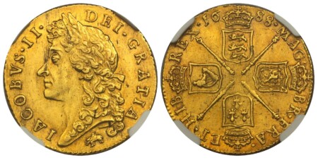 Elephant and castle below bust / Crowned shields of arms in cruciform; scepters in angles. KM 459.2; SCBC-3403; MCE 131; Fr.-305. Currently the finest known at NGC as of June 2025 62 NGC