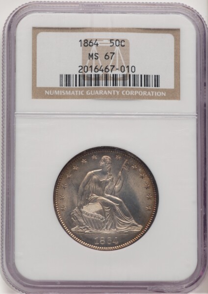 1864 50C, MS 67 NGC