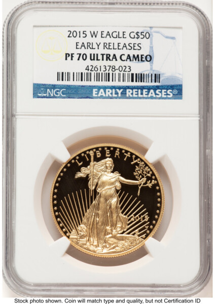 2015-W Proof Gold Eagle 1 oz ER Blue 70 NGC