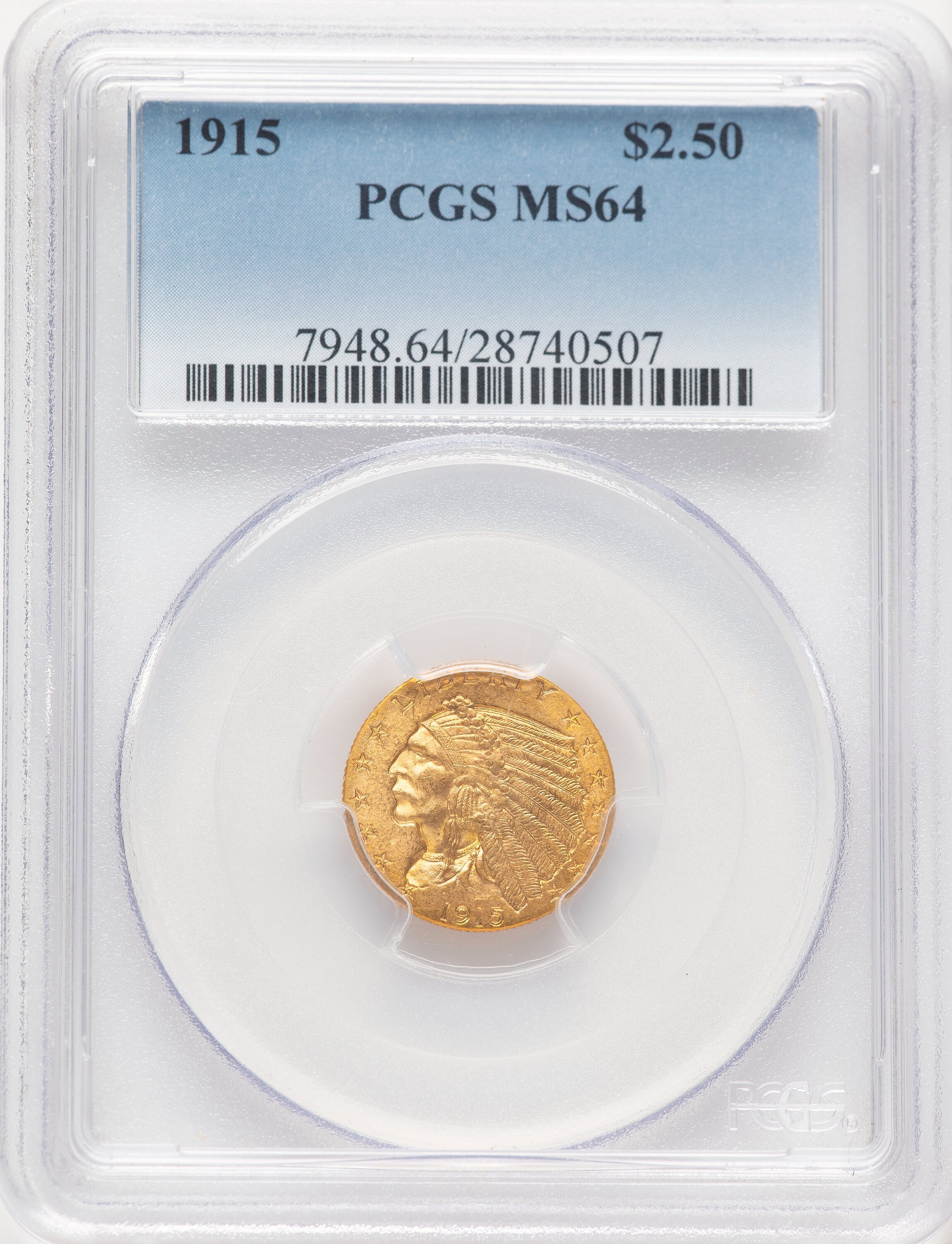 1915 $2 1/2 Blue Gradient 64 PCGS
