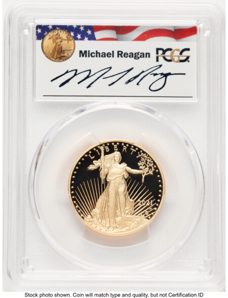 2021-W Type 2 Proof Gold Eagle 1/2 oz FDI Reagan Legacy Series Michael Reagan 70 PCGS