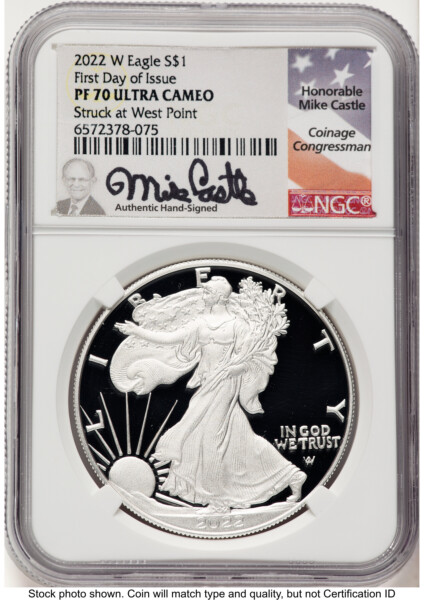 2022-W Proof Silver Eagle 1 oz FDI Mike Castle 70 NGC