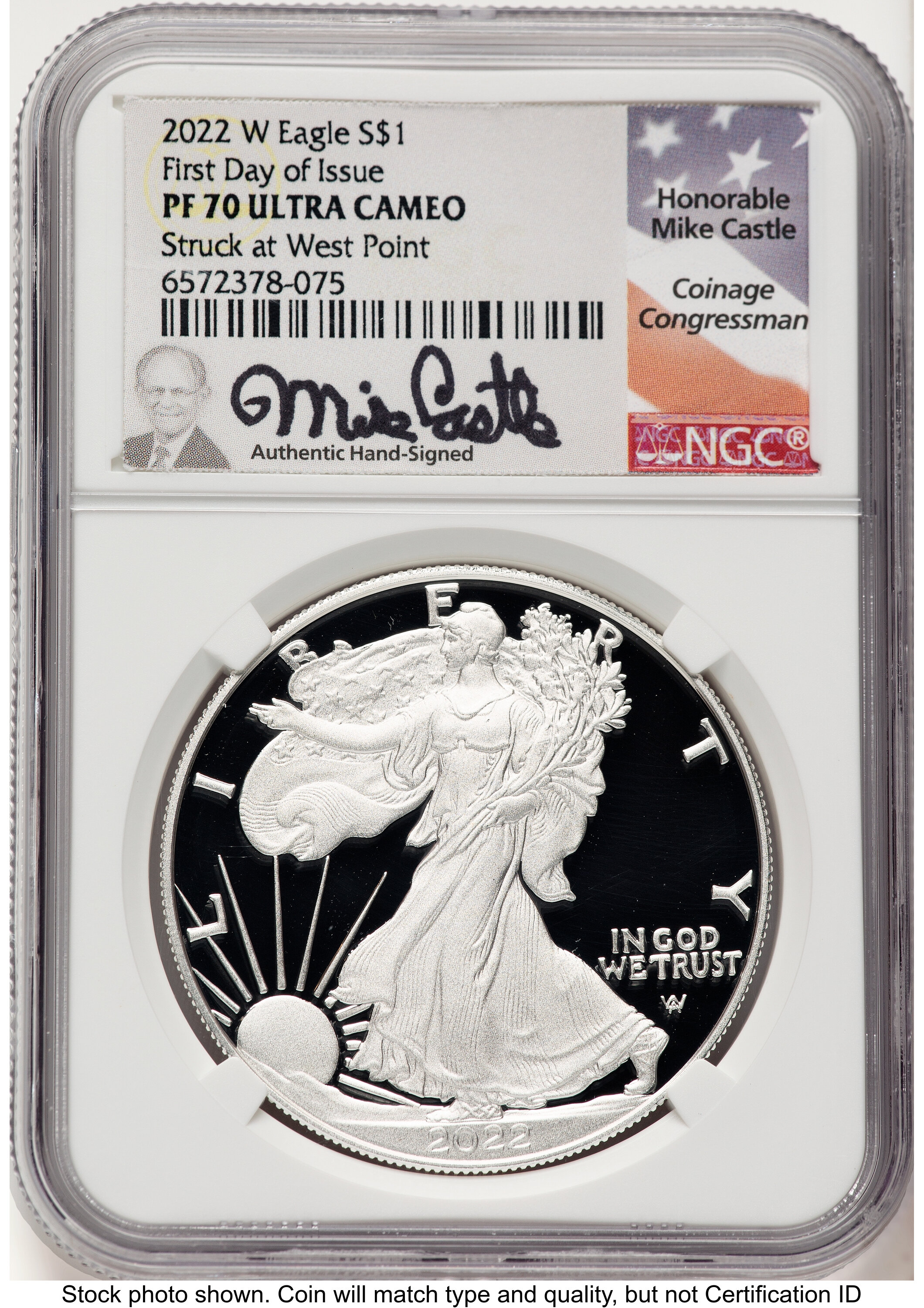 2022-W Proof Silver Eagle 1 oz FDI Mike Castle 70 NGC