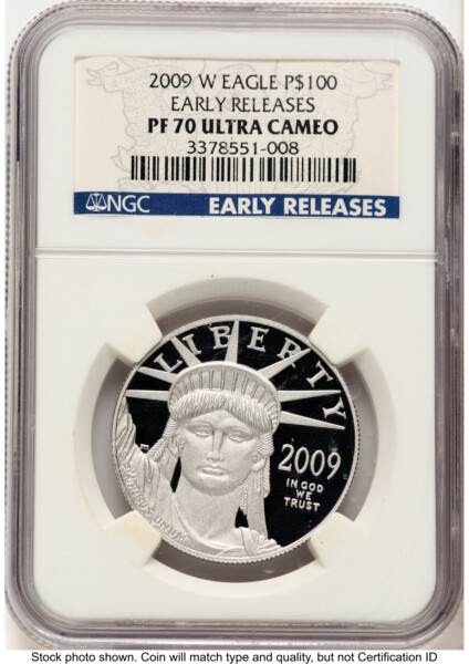 2009-W Proof Platinum Eagle 1 oz ER Blue 70 NGC