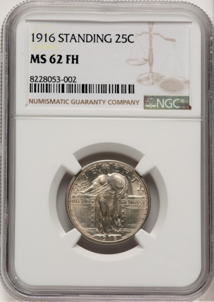 1916 25C STANDING, FH 62 NGC