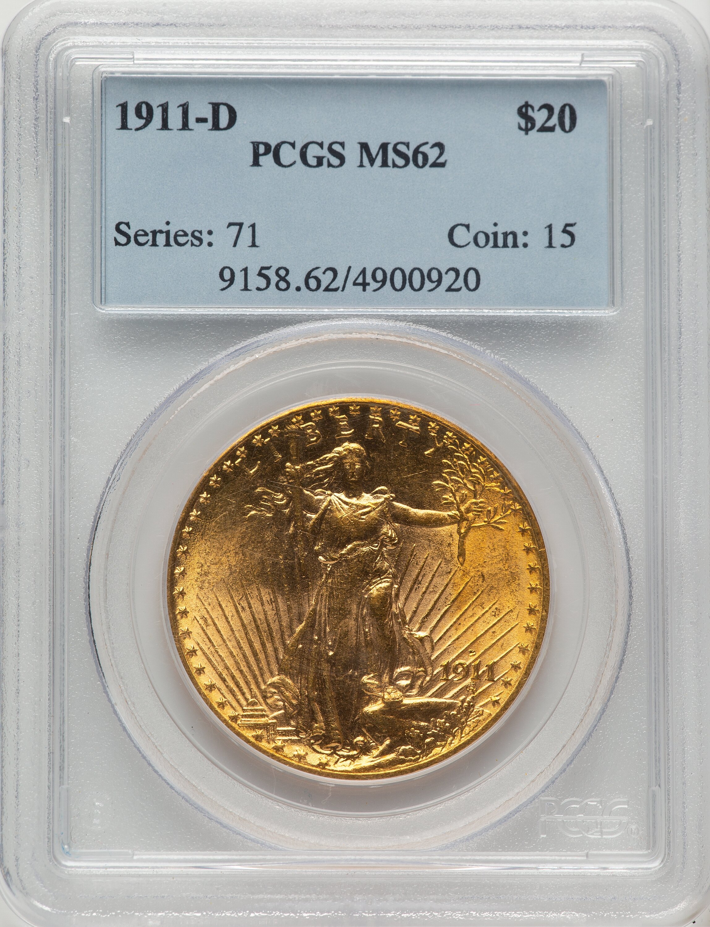 1911-D $20 62 PCGS