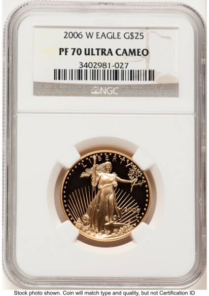 2006-W Proof Gold Eagle 1/2 oz Brown Label 70 NGC