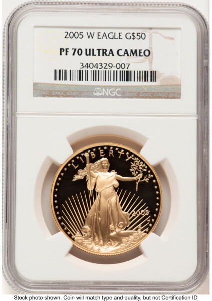 2005-W Proof Gold Eagle 1 oz Brown Label 70 NGC