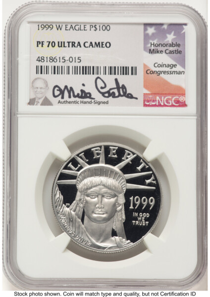1999-W Proof Platinum Eagle 1 oz Mike Castle 70 NGC