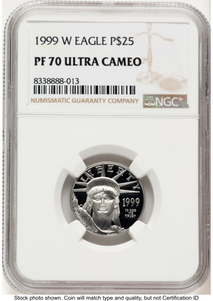 1999-W Proof Platinum Eagle 1/4 oz Brown Label 70 NGC