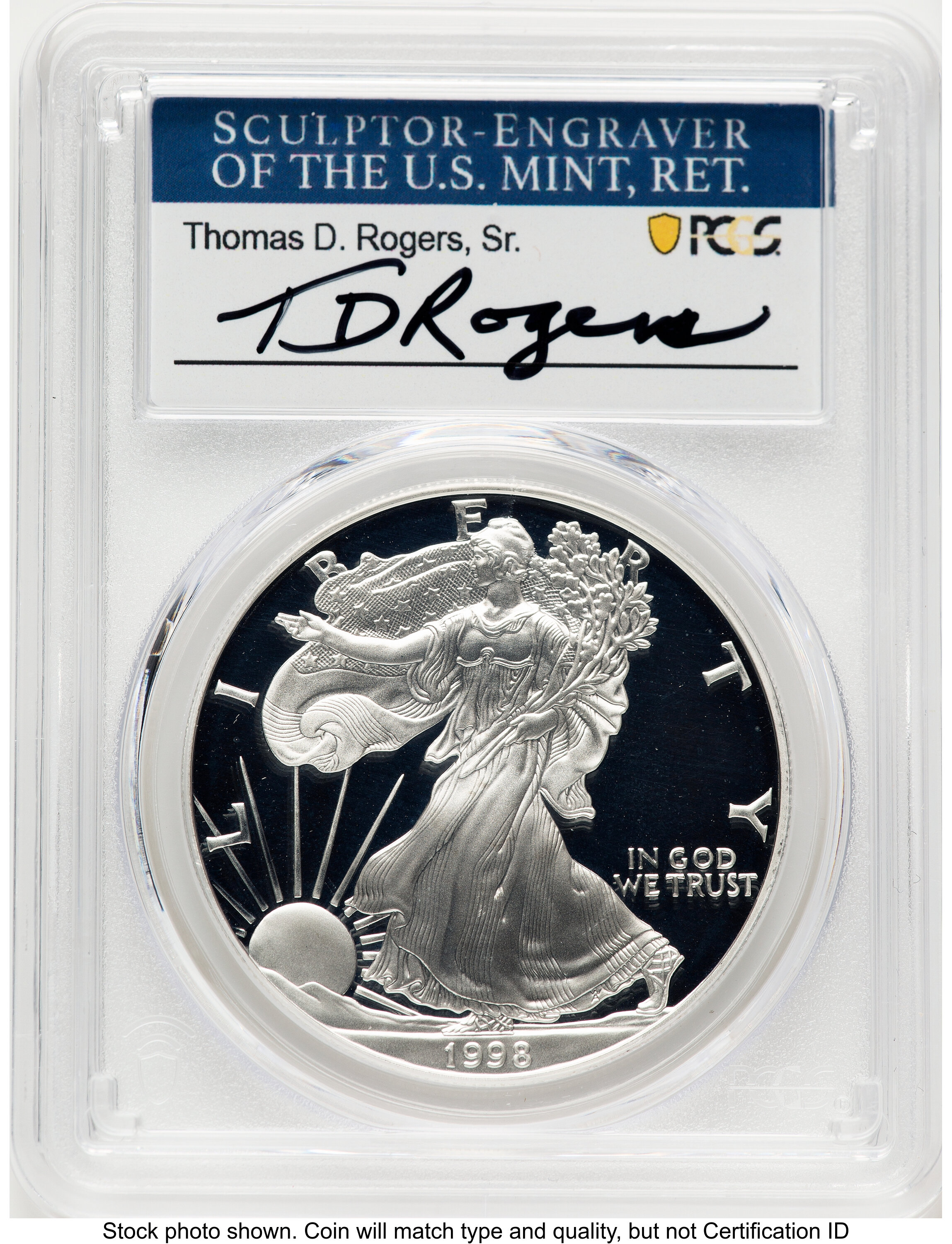 1998-P Proof Silver Eagle 1 oz TD Rogers 70 PCGS