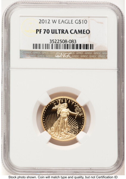 2012-W Proof Gold Eagle 1/4 oz Brown Label 70 NGC