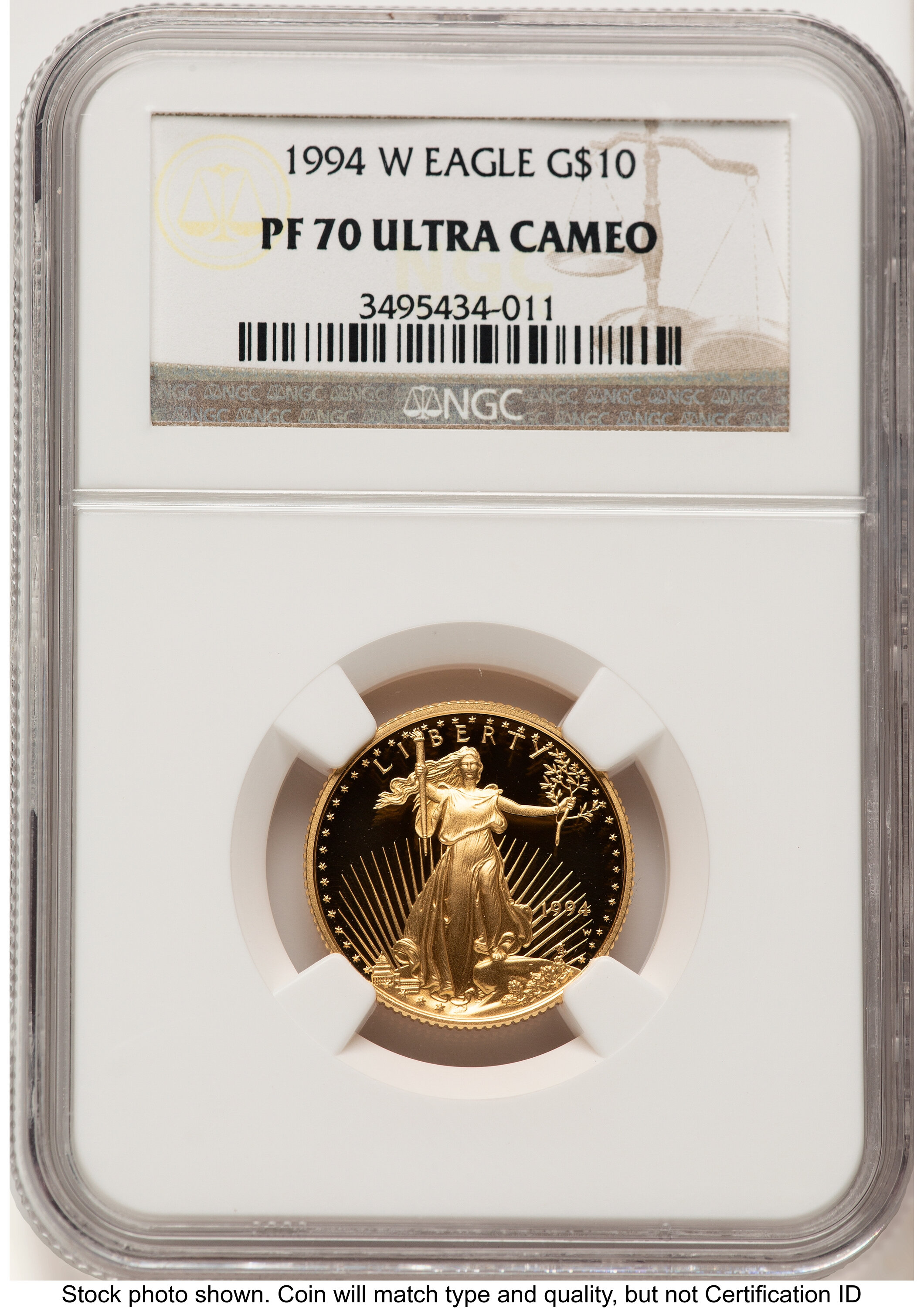 1994-W Proof Gold Eagle 1/4 oz Brown Label 70 NGC