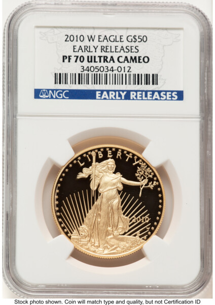 2010-W Proof Gold Eagle 1 oz ER Blue 70 NGC