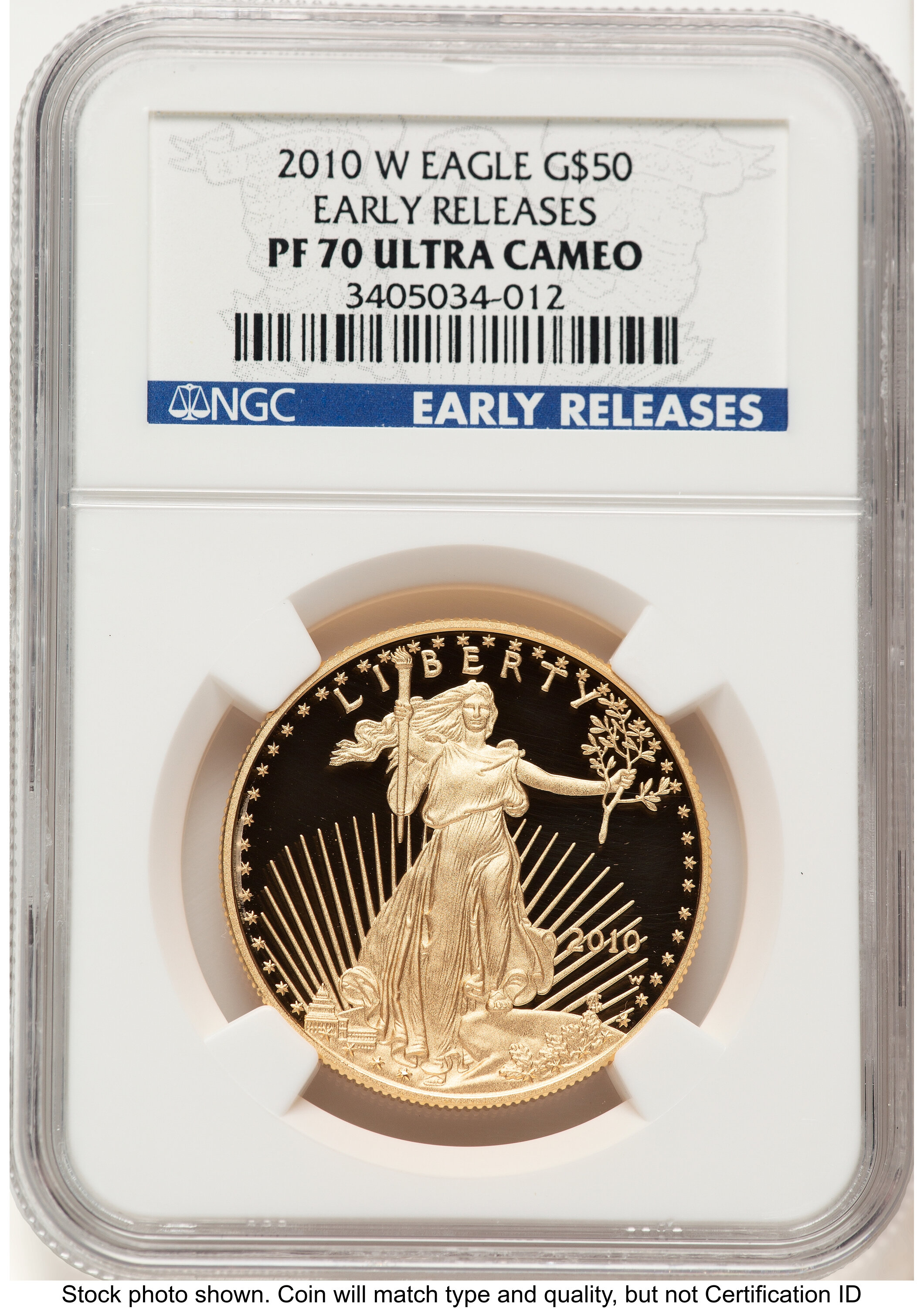 2010-W Proof Gold Eagle 1 oz ER Blue 70 NGC