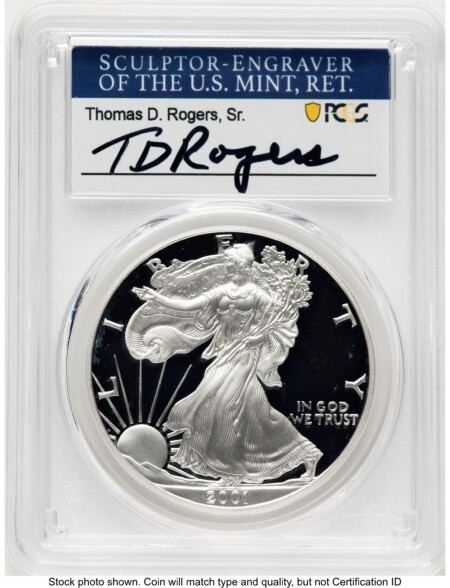 2001-W Proof Silver Eagle 1 oz TD Rogers 70 PCGS