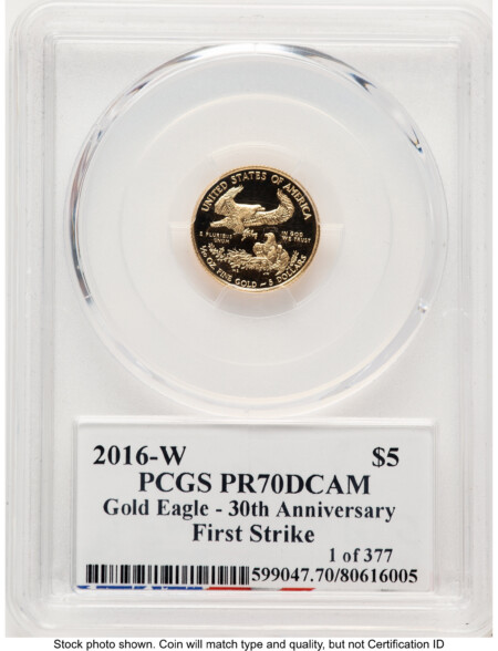 2016-W Proof Gold Eagle 1/10 oz FS Ed Moy 70 PCGS