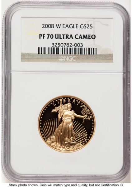 2008-W Proof Gold Eagle 1/2 oz Brown Label 70 NGC