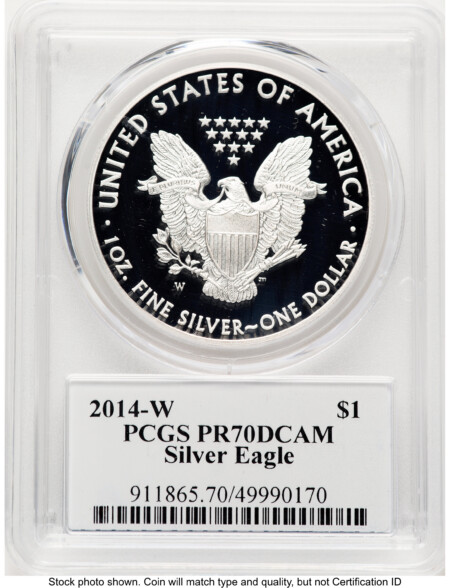 2014-W Proof Silver Eagle 1 oz TD Rogers 70 PCGS