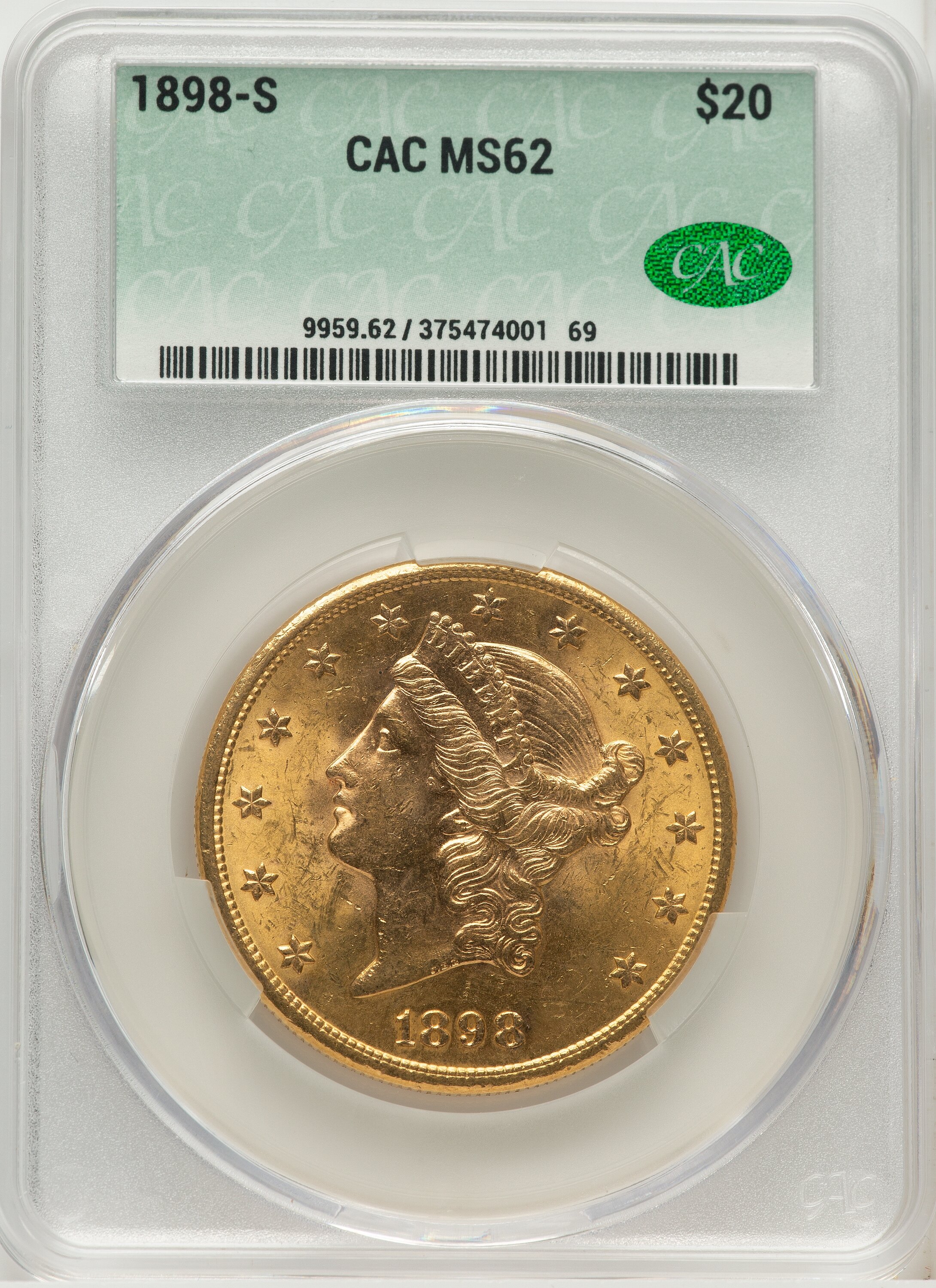 1898-S $20 62 CACG