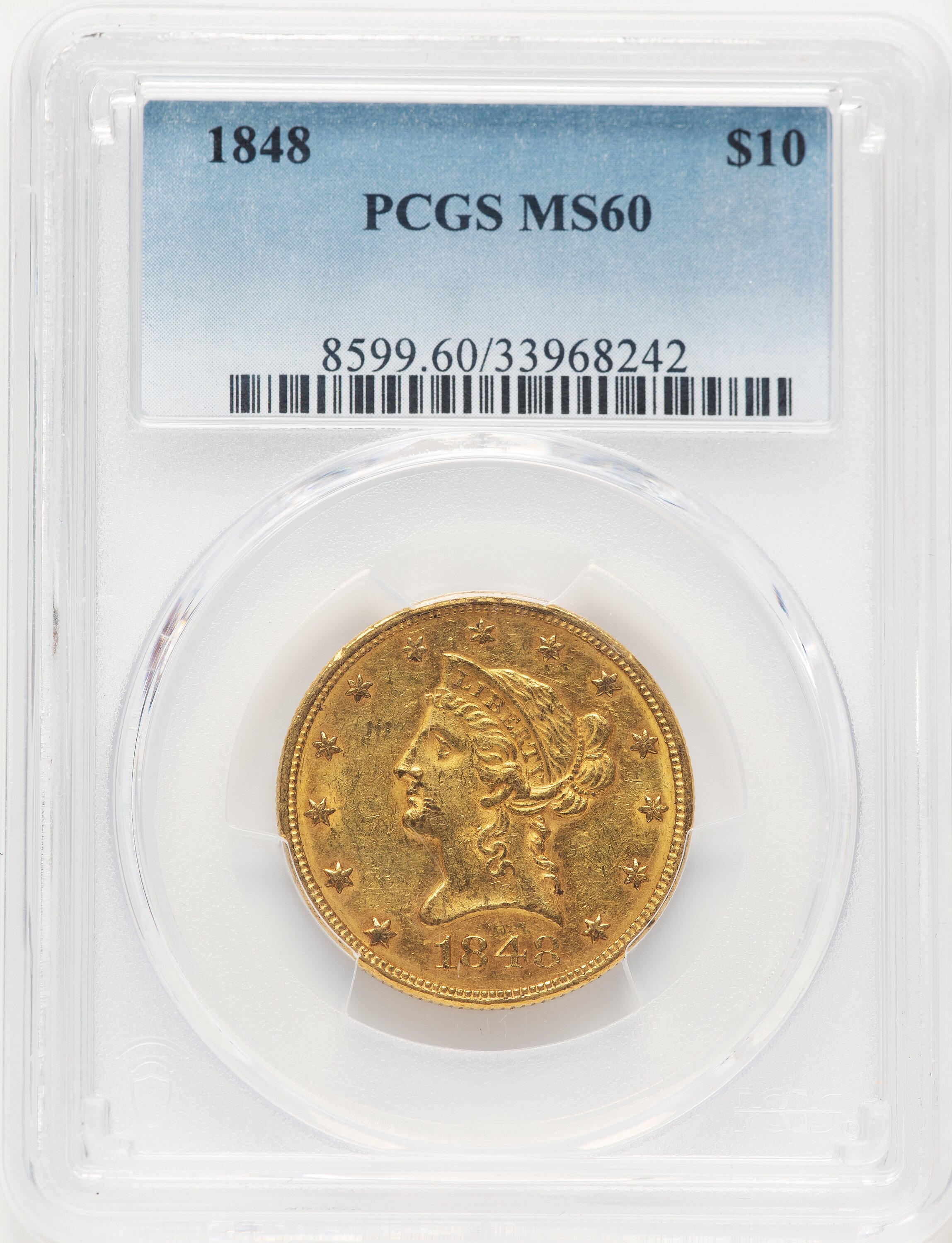 1848 $10 Blue Gradient 60 PCGS