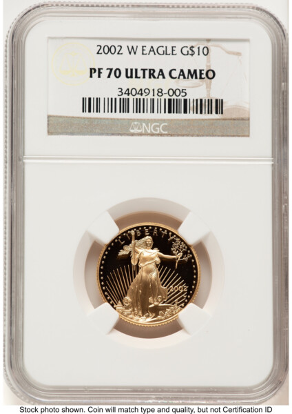 2002-W Proof Gold Eagle 1/4 oz Brown Label 70 NGC