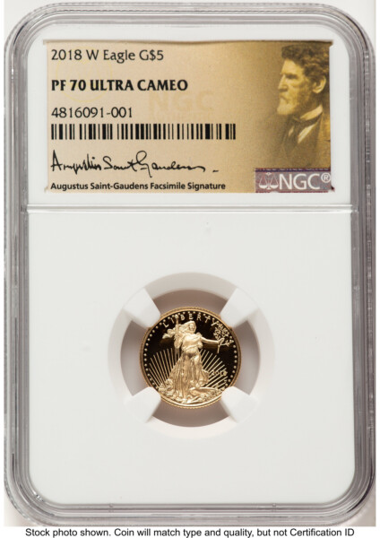 2018-W Proof Gold Eagle 1/10 oz Saint Gaudens Label 70 NGC
