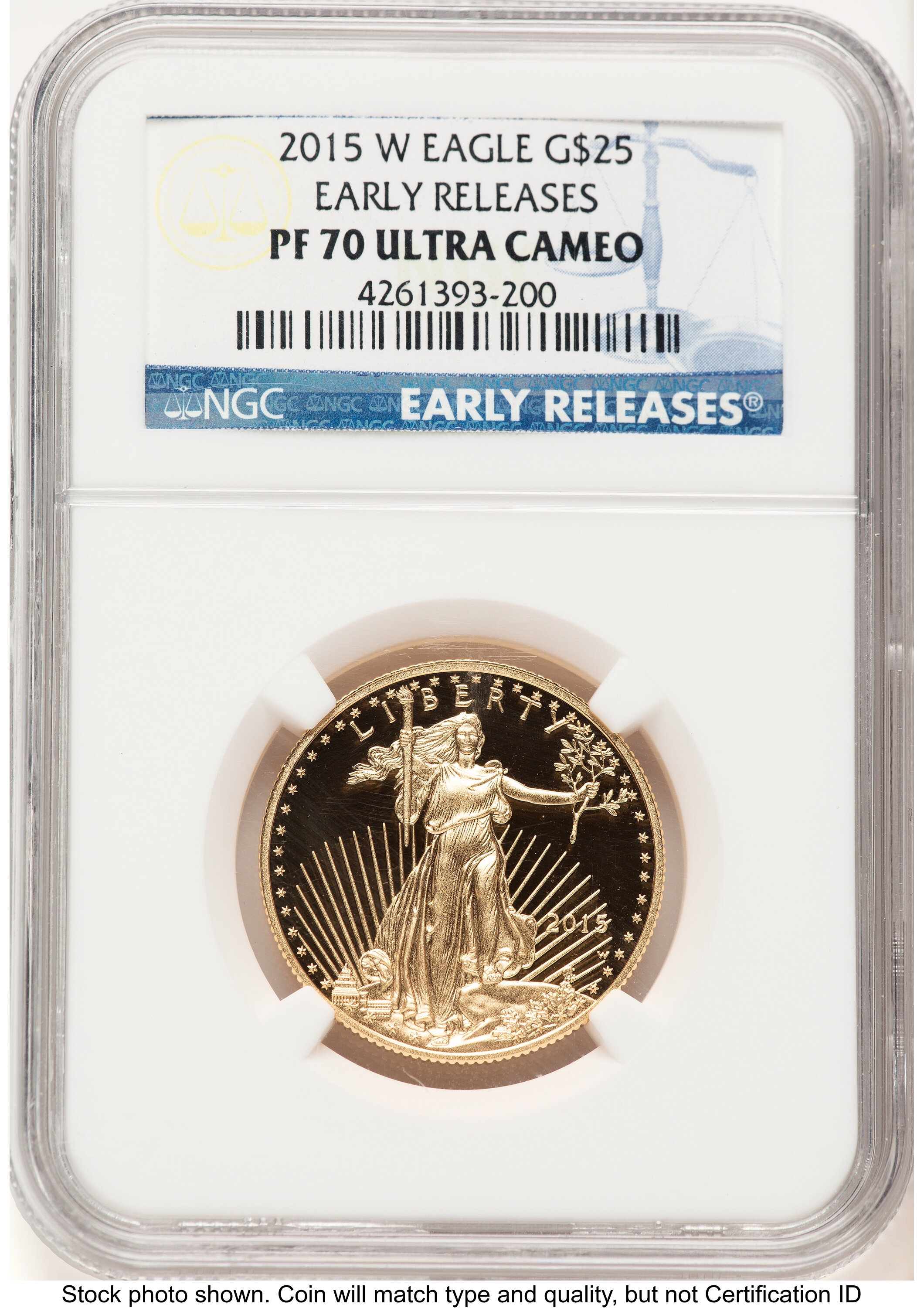 2015-W Proof Gold Eagle 1/2 oz ER Blue 70 NGC